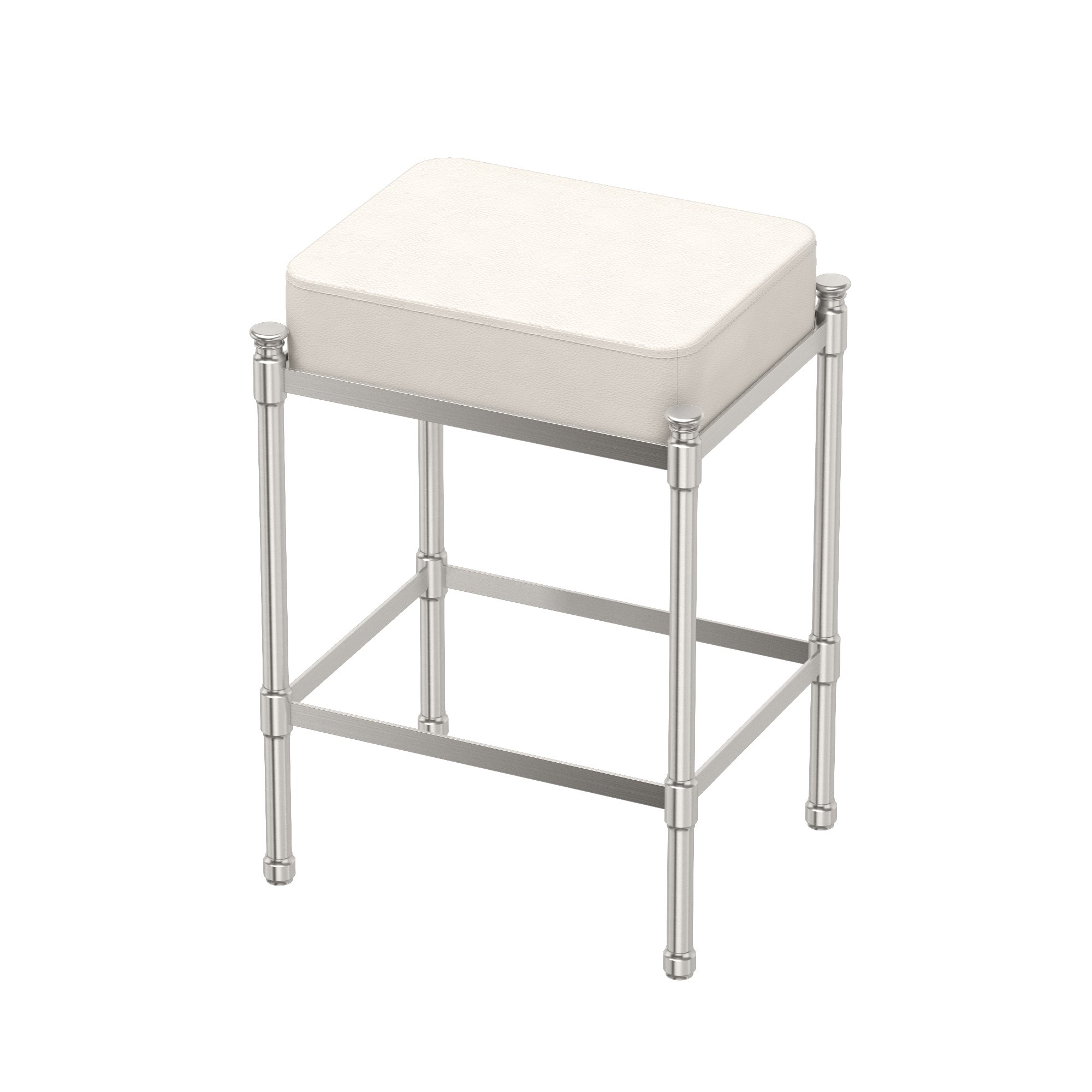 Gatco 1357 Rectangle Vanity Stool - 19.5 Inch Height Satin Nickel Finish | Modern Bathroom & Dressing Room Stool for Makeup Vanity