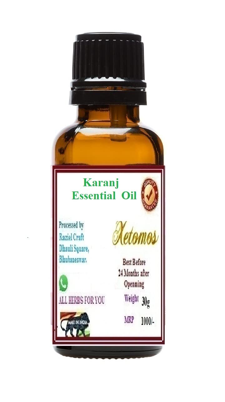 Xetomos Karanj Essential Oil 30ml (1oz) - 100% Pure Pongamia Pinnata Aromatherapy Oil for Skin & Hair Care - Perfect for Massage, Diffuser & DIY Beauty Products