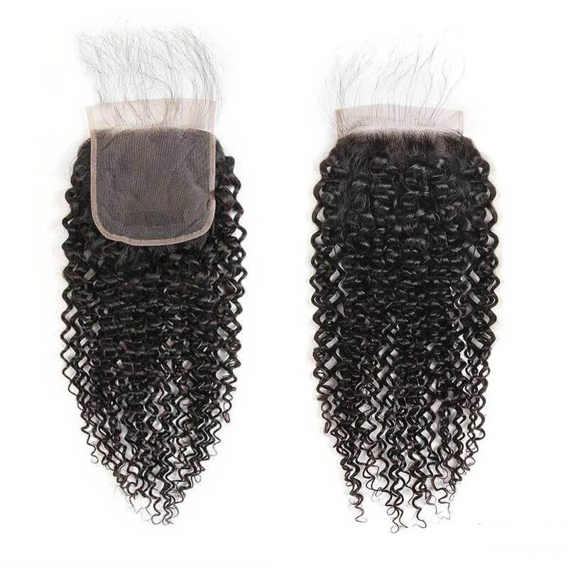 Eullair Kinky Curly Hair Bundles with Lace Closure - 3/4 PCS Human Hair Weave Bundles with 4x4 5x5 2x6 Lace Closure - Perfect for Natural Hairstyles, Weaves & Protective Styling