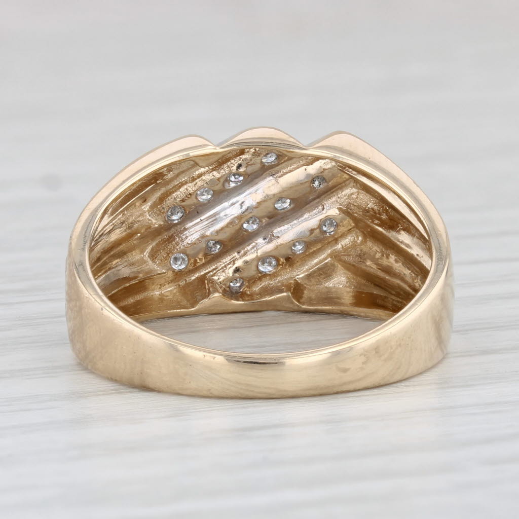 0.20ctw Men's Diamond Wedding Band Ring - 10k Yellow & White Gold - Size 10.75 - Perfect for Engagement, Anniversary & Special Occasion Gifts