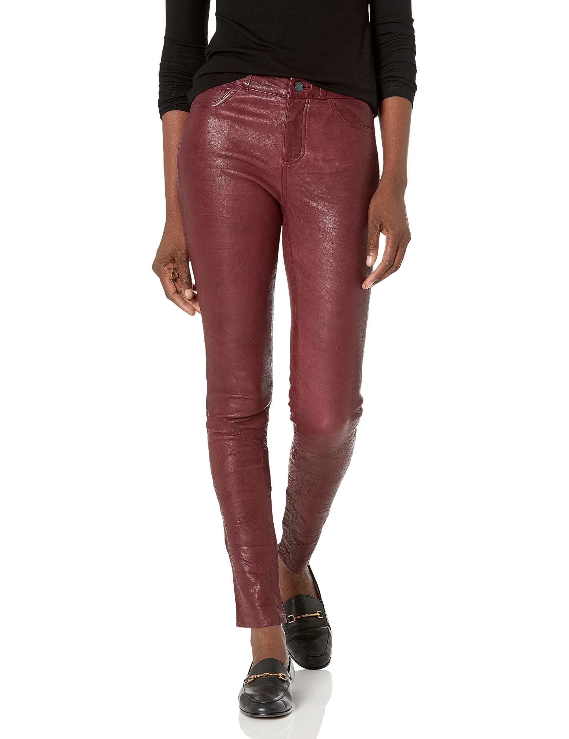 PAIGE Women's Hoxton High Waist Stretch Leather Pants - Slim Fit Faux Leather Trousers for Work, Night Out & Casual Wear