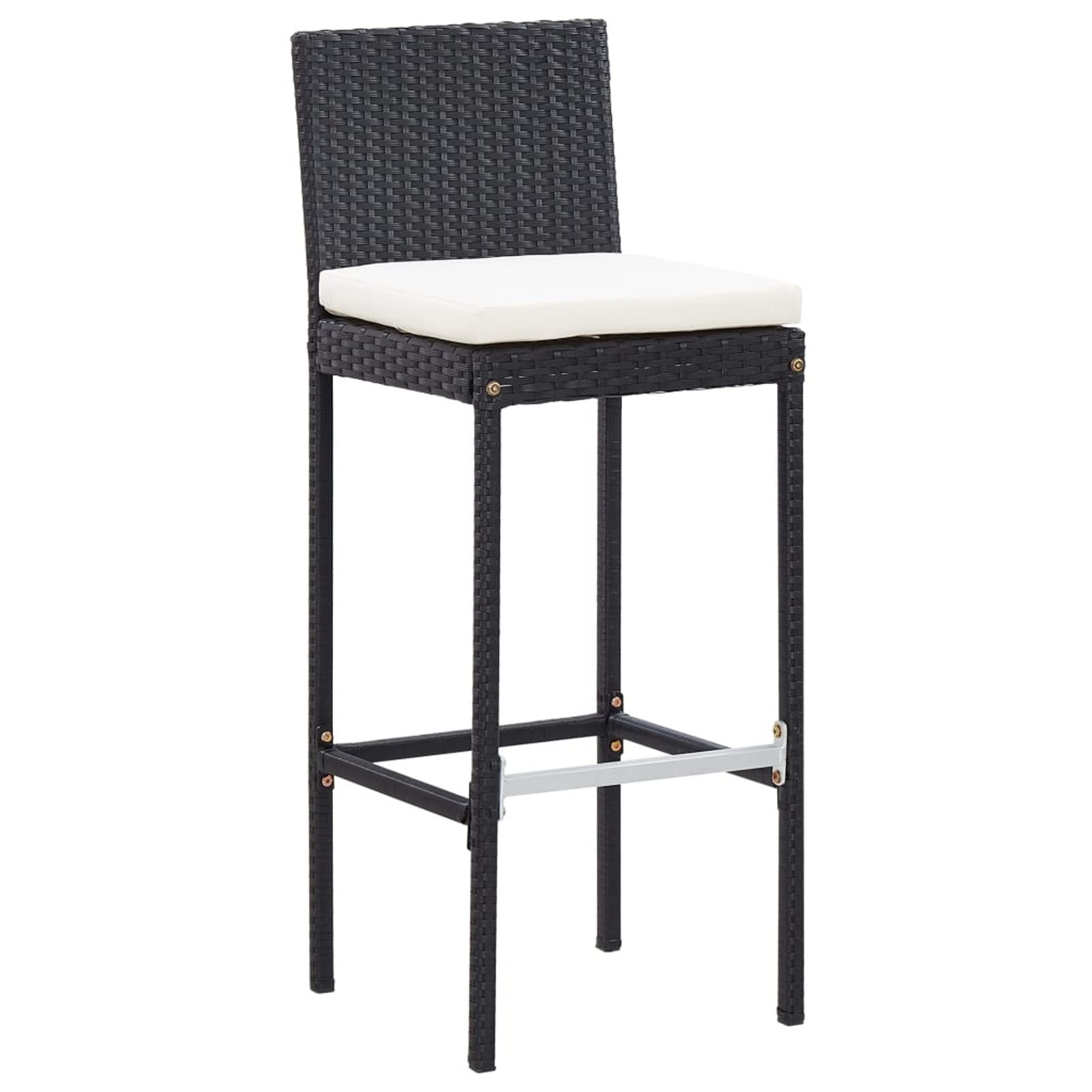 Tidyard 7-Piece Acacia Wood Outdoor Bar Set with Table & 6 Bar Stools - Black Poly Rattan with Footrest & Backrest - Perfect for Patio, Balcony, Garden, Backyard, Poolside & Outdoor Entertaining