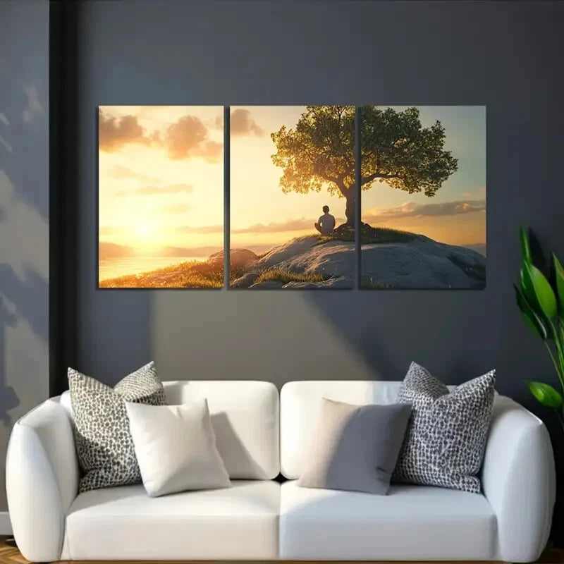 3-Piece Peaceful Sunset Scene Wall Art Set - Framed Canvas 40x60cm - High Quality Print - 100% Australian Made - Ready to Hang - Perfect for Living Room, Bedroom & Office Decor