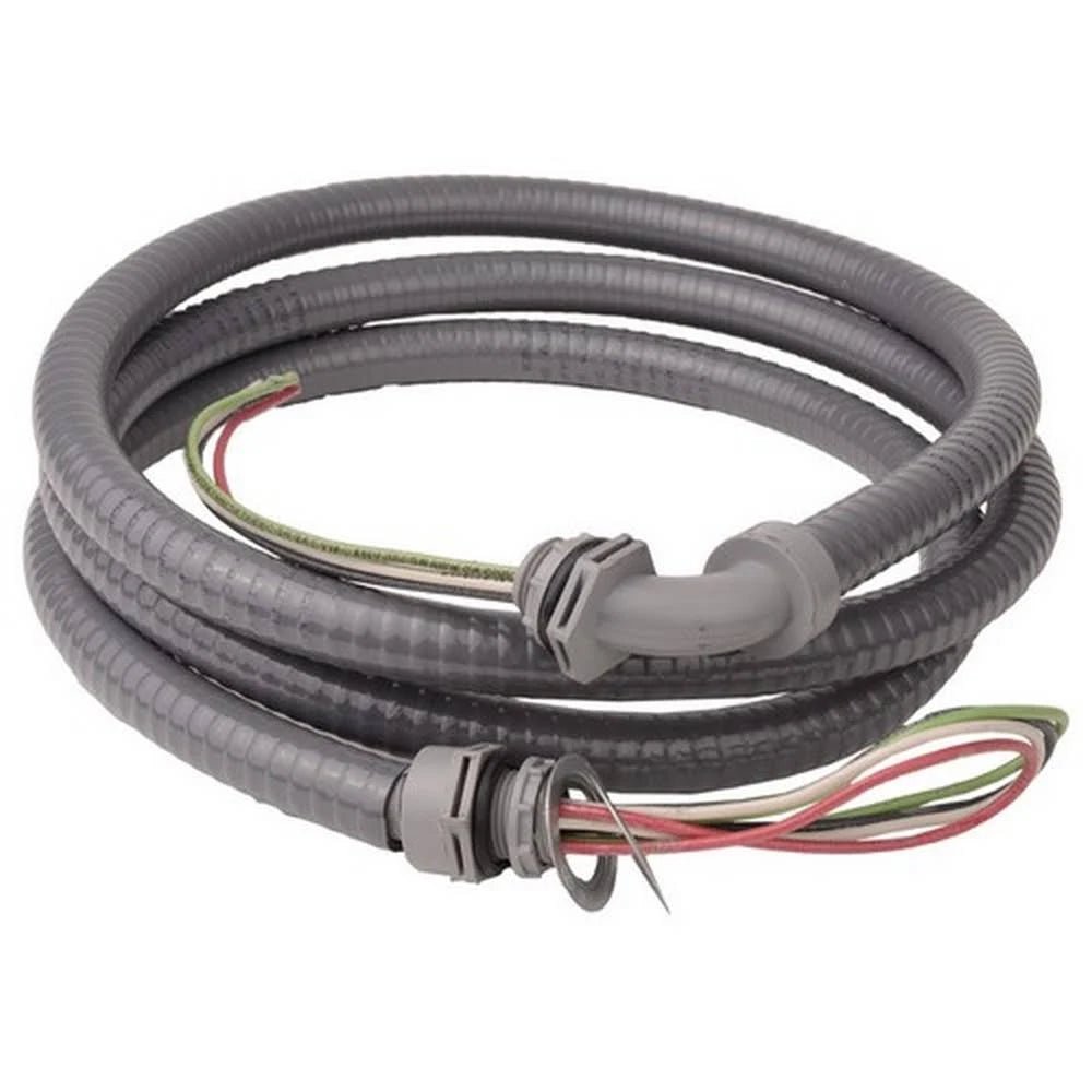1/2 Inch x 6 Ft Electrical Whip with Conduit - 10 Gauge Wire for Home Wiring, Commercial Use & Outdoor Electrical Projects