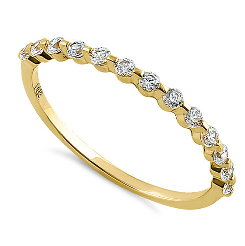 14K Solid Yellow Gold Round Row CZ Ring – Elegant Cubic Zirconia Jewelry for Women, Perfect for Weddings, Anniversaries & Special Occasions