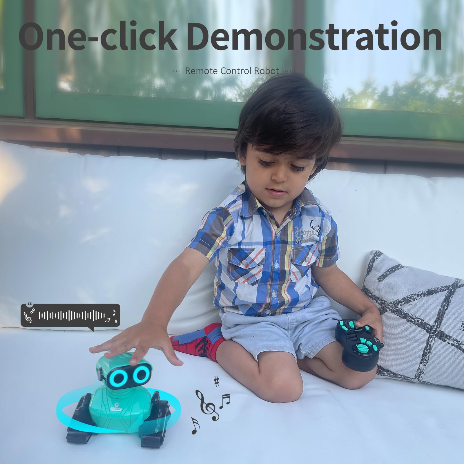 GILOBABY Remote Control Robot Toy for Kids - Interactive RC Robot with LED Eyes, Flexible Head & Arms, Dancing & Music - STEM Learning Toy for Boys & Girls Ages 3+ (Blue) | Perfect Birthday Gift & Fun Playtime Companion