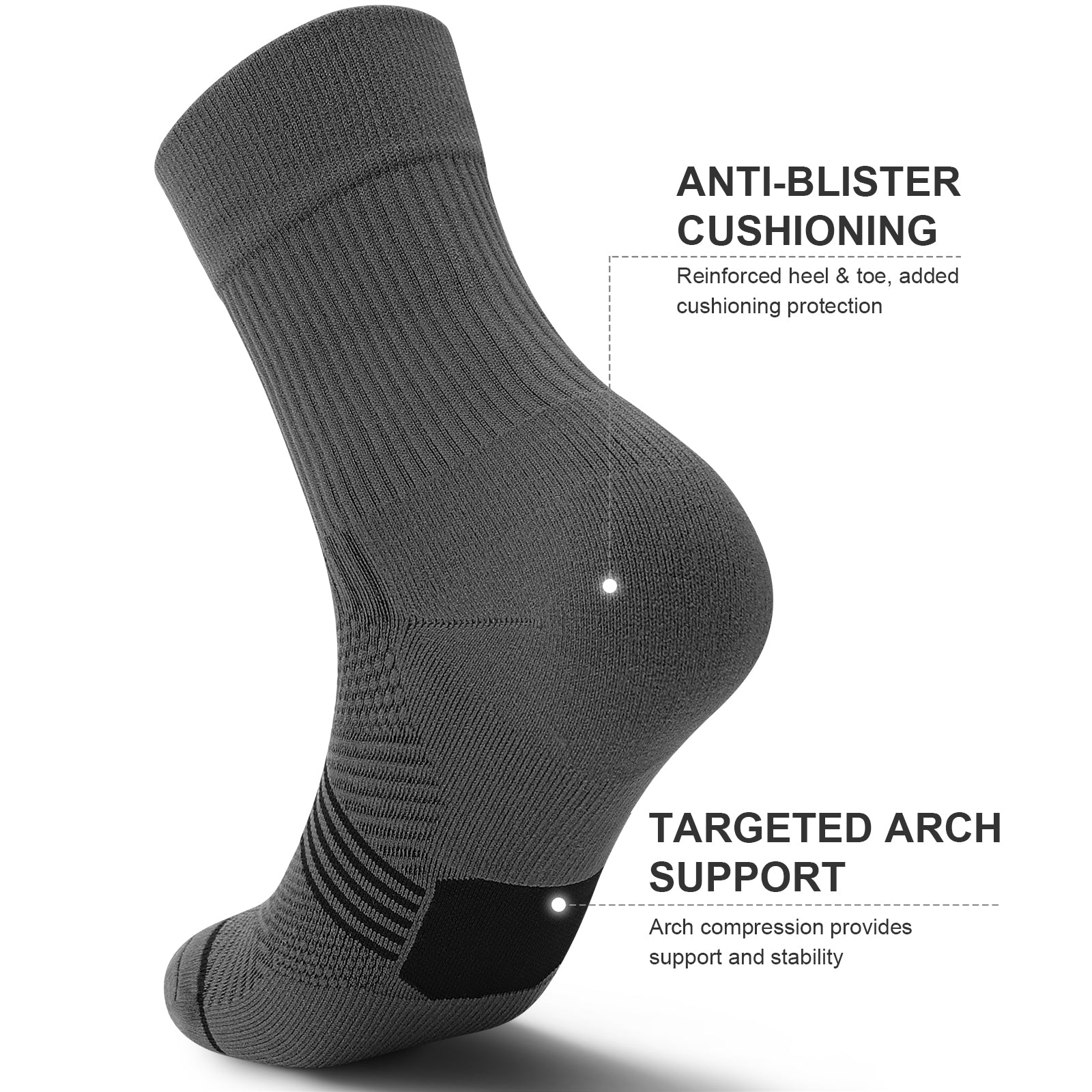 GECKOMAN x PAPLUS Compression Athletic Crew Socks for Men & Women - Moisture-Wicking Performance Socks for Running, Hiking & Sports - Best Workout Socks for Athletes
