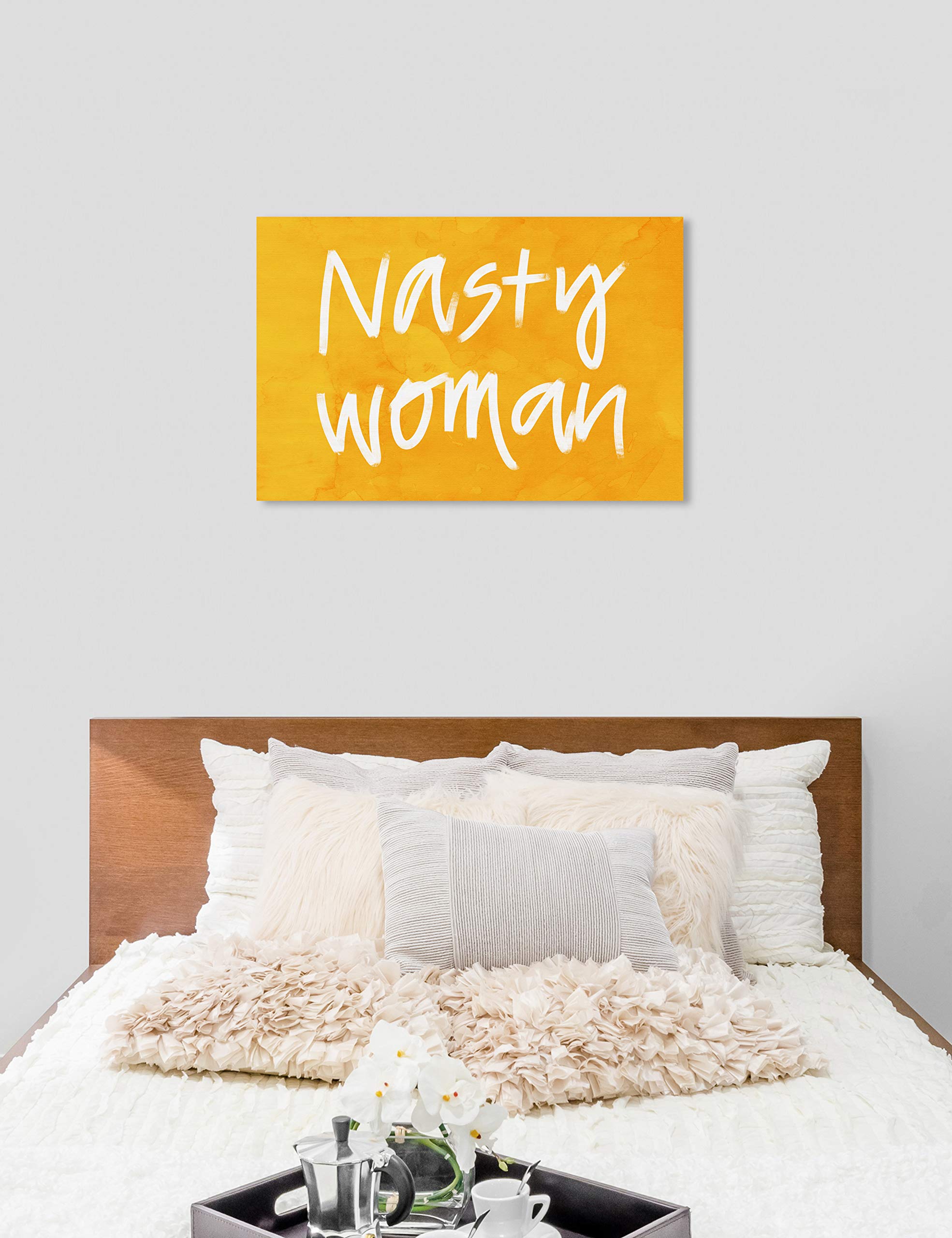 Nasty Woman Feminist Wall Art Canvas Print - 45x30 Inch Yellow & White Typography Quote Home Decor by Oliver Gal Artist Co. | Perfect for Living Room, Bedroom, Office & Gift Ideas