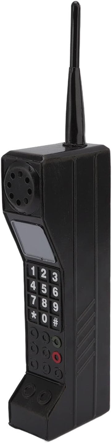 Vintage Retro Brick Cell Phone Ornament - Classic Old Fashioned Mobile Phone Model for Home Decor, Photography Props & Gift Ideas - Perfect for Themed Parties, Nostalgic Displays & DIY Crafts (Black)