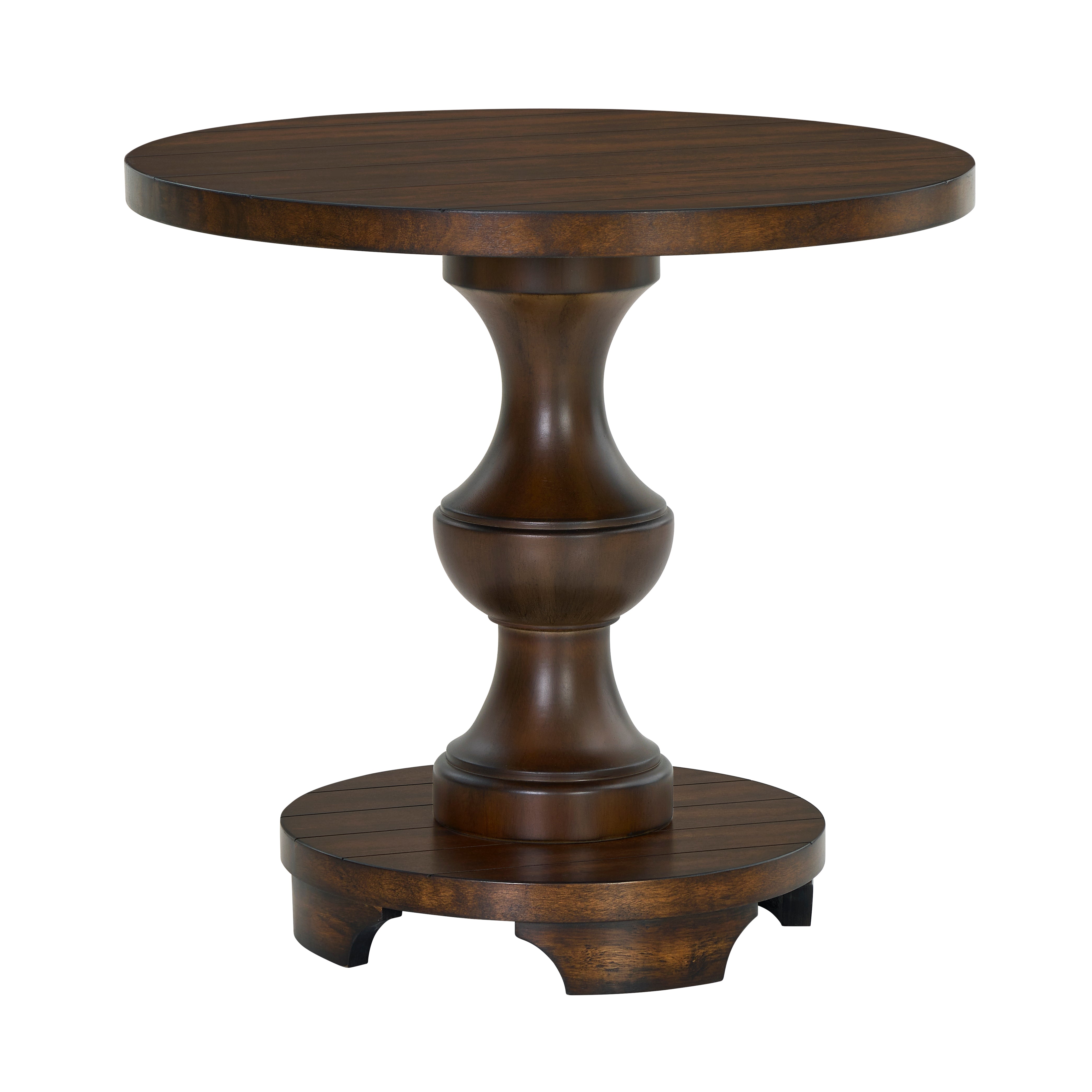 Roundhill Furniture Caesar Traditional Round Pedestal End Table - Classic Wood Side Table for Living Room, Bedroom & Office - Perfect for Coffee, Lamps & Decor