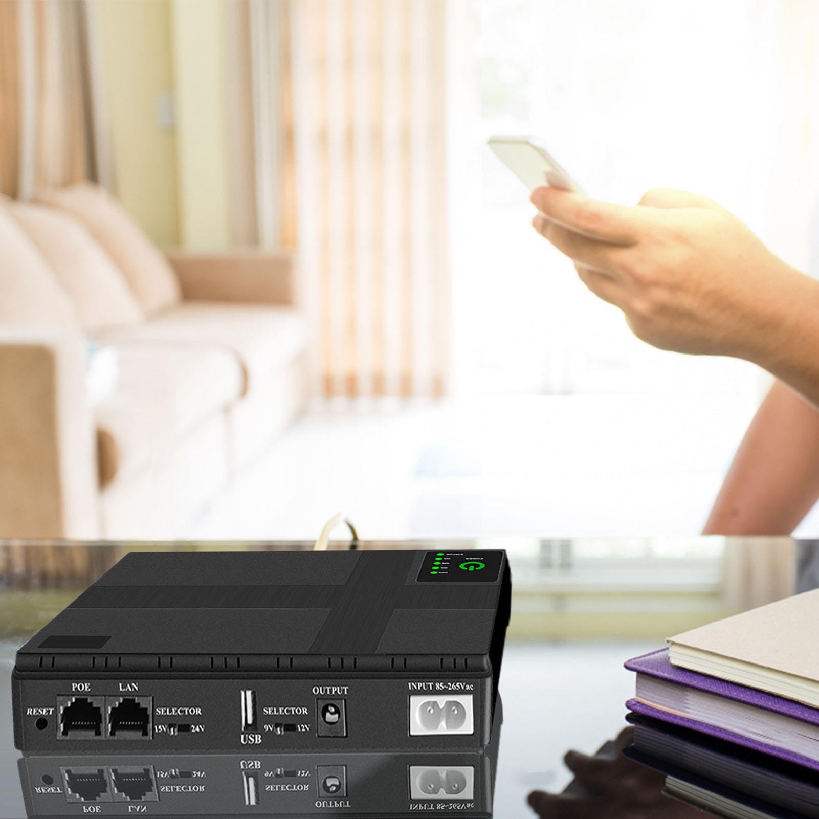 Portable UPS Power Supply with Dual Output - Backup Battery for Internet Routers, Cameras & Home/Office Electronics | Compact & Easy to Carry