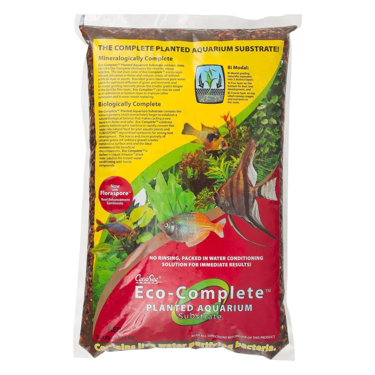 CaribSea Eco Planted Red Aquarium Substrate - 20lb for Planted Tanks, Freshwater Fish & Shrimp Habitats | Enhances Root Growth & Water Clarity