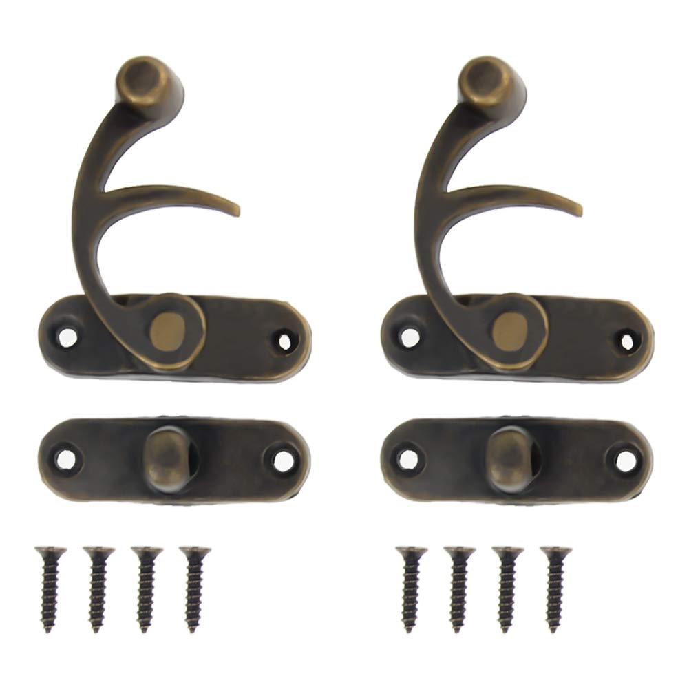 Heyiarbeit 2Pcs Antique Bronze 33x29mm Ox Horn Hook Lock Latch Buckle Clasp for Wooden Boxes, Suitcases & Home Doors - Vintage Security Hardware for Cabinets, Chests and Decorative Storage
