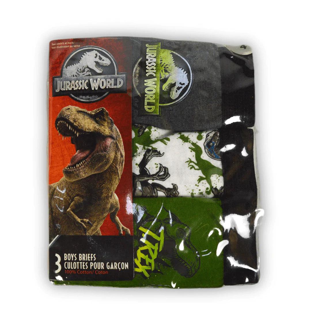 Jurassic World 2 Boys' Underwear 3-Pack - Dinosaur Themed Cotton Briefs for Kids - Perfect for Playtime, School & Everyday Wear