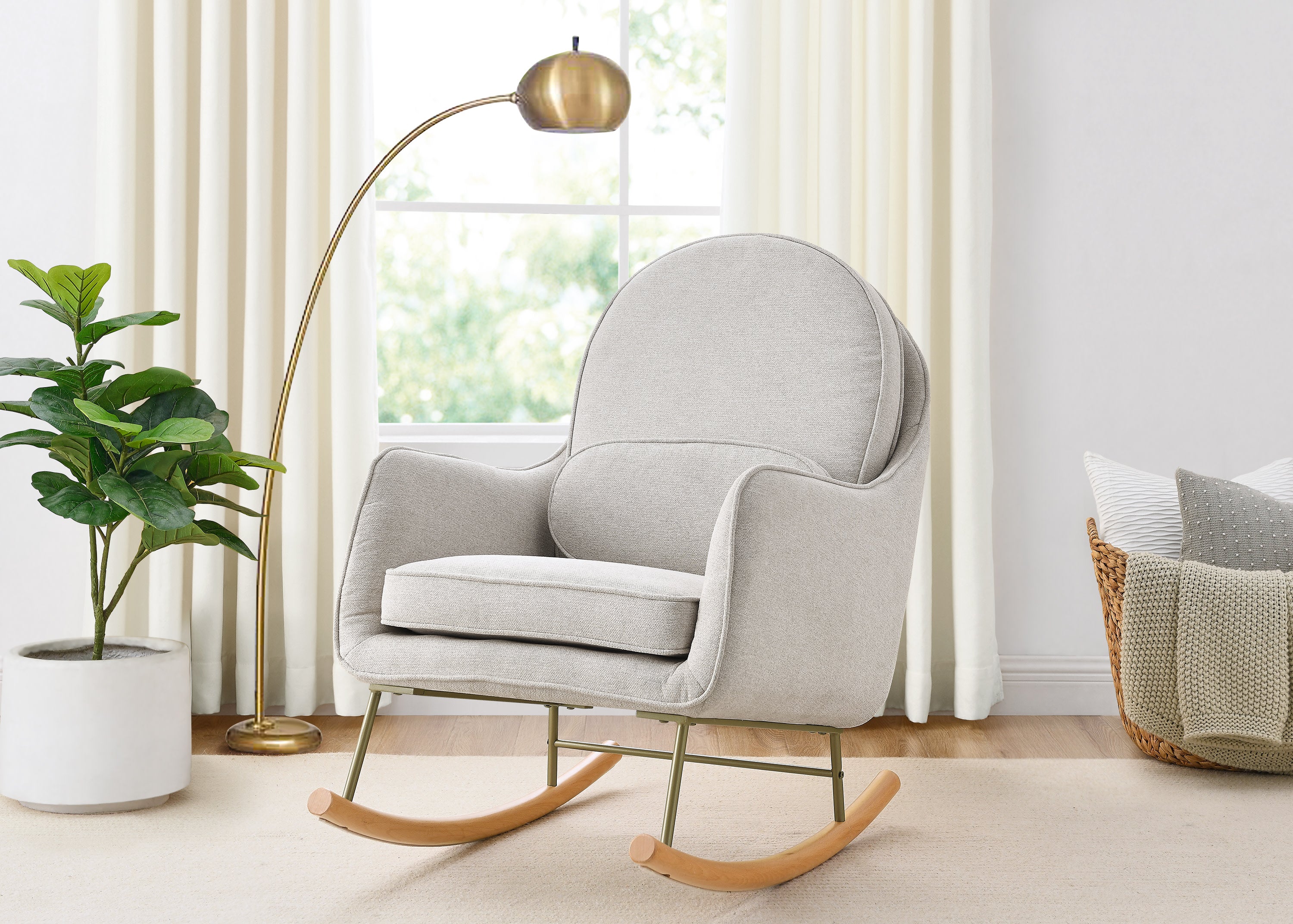LiveSmart Evolve Fabric Ella Rocker - Comfortable & Stylish Rocking Chair for Living Room, Nursery, or Office Relaxation