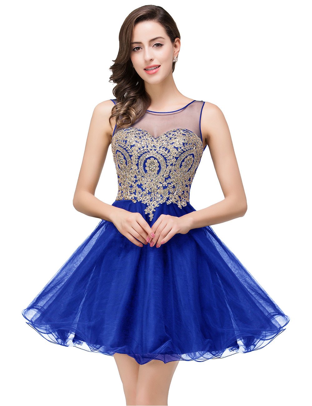 MisShow 2022 Women's Crystal Applique Cocktail Dress - Elegant Short Prom Party Gown for Evening Events, Night Out, and Special Occasions