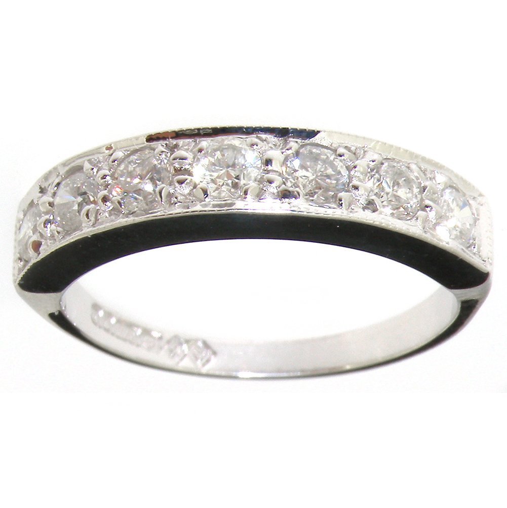 10K White Gold Cubic Zirconia Women's Band Ring - Elegant Stackable Wedding Ring for Women, Size 4-12 - Perfect for Bridal, Anniversary & Everyday Wear