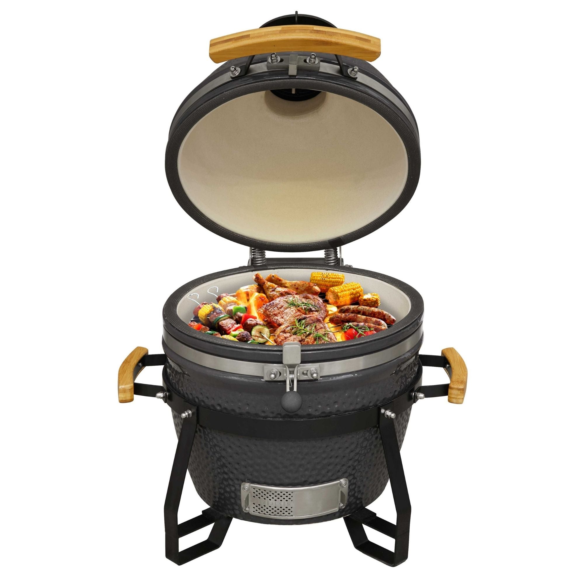 Premium 16-Inch (40cm) Ceramic Kamado Grill - Charcoal BBQ, Oven & Smoker for Outdoor Cooking | Perfect for Backyard Grilling, Smoking Meats & Pizza Baking