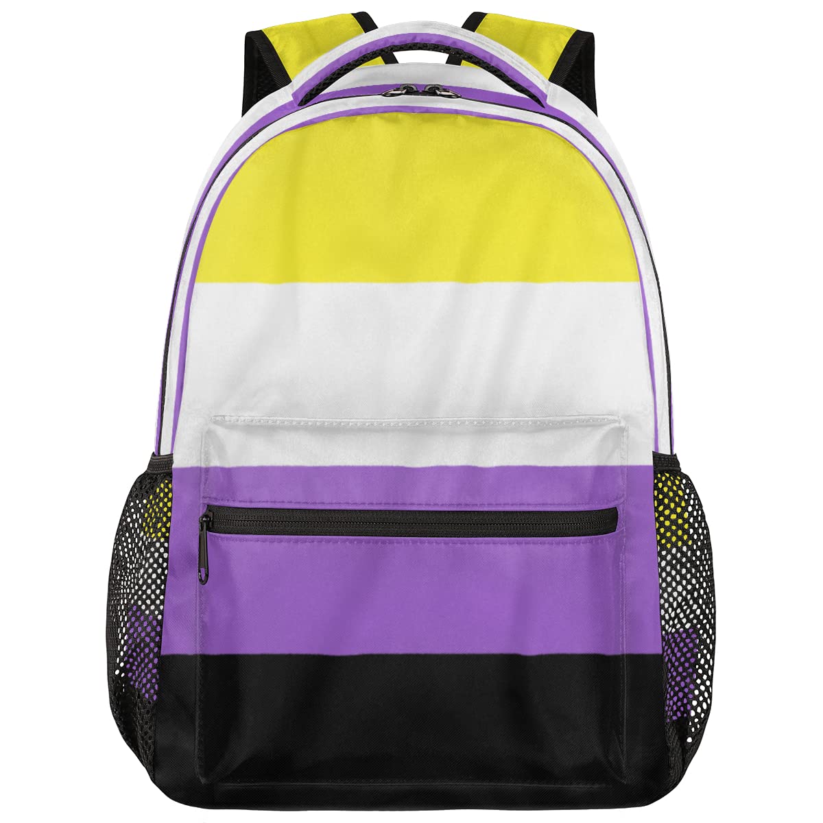 Non-Binary Pride Flag Backpack - Waterproof Laptop Backpack for Travel & School with Adjustable Shoulder Straps | LGBTQ+ Pride Gear for College, Work & Daily Commute