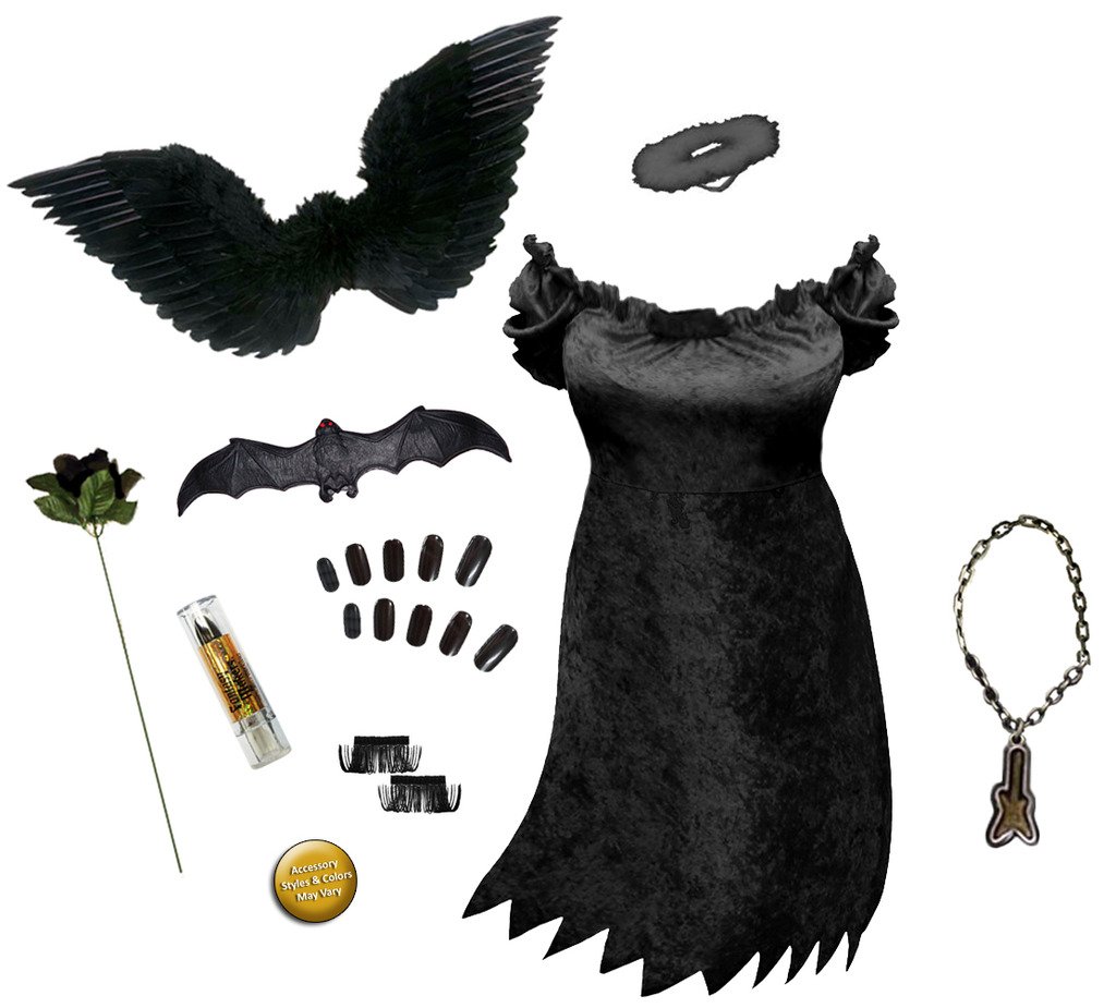 Sanctuarie Designs Sexy Dark Fairy Angel Plus Size Halloween Costume Deluxe Kit - Gothic Cosplay, Fantasy Party Outfit for Women, Perfect for Halloween, Cosplay Events & Themed Parties