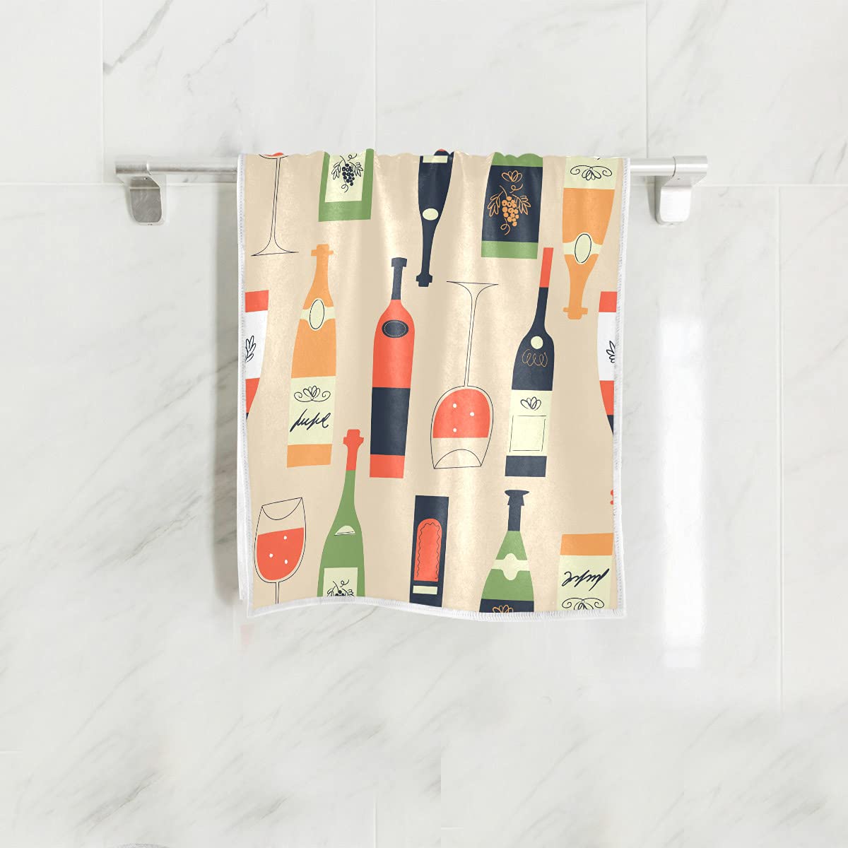 Premium Microfiber Wine Bottle Hand Towels 16x30 Inch - Ultra Soft Absorbent Kitchen & Bath Towels for Dish Drying, Guest Bathrooms, Hotels - Decorative Washcloths & Fingertip Towels for Elegant Home Decor