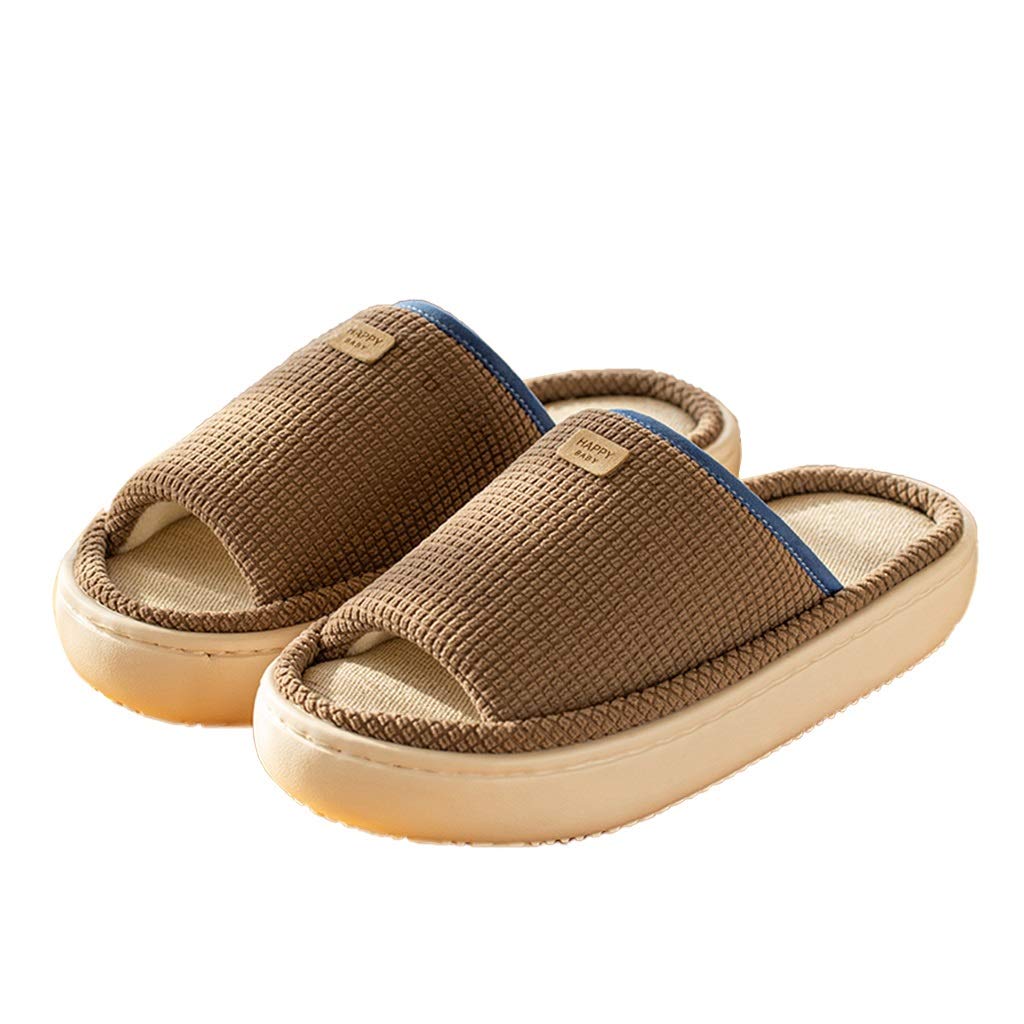 Breathable Women's Linen Summer Slippers - Open Toe House Shoes with Arch Support & Non-Slip Sole - Comfortable Indoor/Outdoor Sandals for Home, Beach & Vacation Wear
