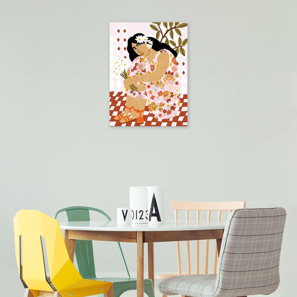 Boho Lady Canvas Wall Art - Hand Painted Fine Art Decor by Alja Horvat - 15x20 Inches Ready to Hang - Perfect for Living Room, Bedroom, Office & More - Modern Home & Office Wall Decor