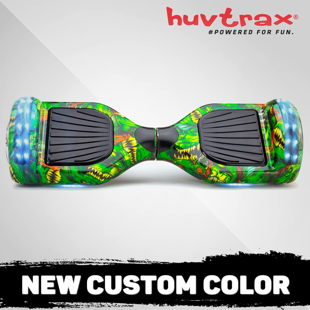 Green Monster Hoverboard - 2X Ride Time, Durable Aluminum Wheels (Not Plastic) - Bluetooth, LED Lights & Carrying Case - for Kids & Adults up to 220lbs - Perfect for Commuting, Fun Rides & Outdoor Adventures