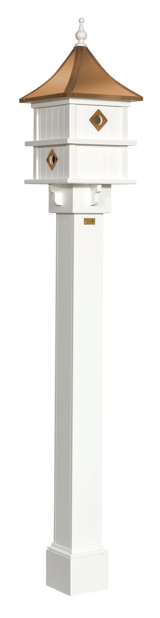 MANOR BIRDHOUSE - 4 Hole PVC Bird House with Removable Top & Decorative Weathervane - Perfect for Garden, Backyard, and Outdoor Wildlife Habitat