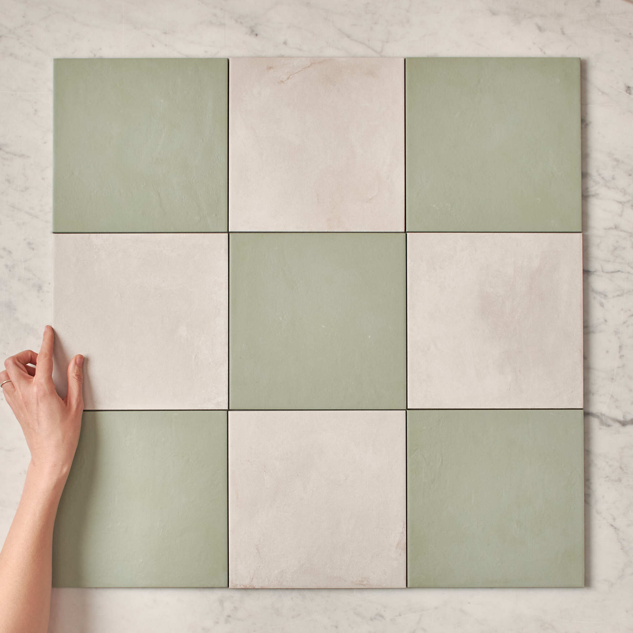 Bronte Checkerboard Sage & White Tile - Stylish Kitchen Backsplash & Bathroom Wall Decor for Modern Homes