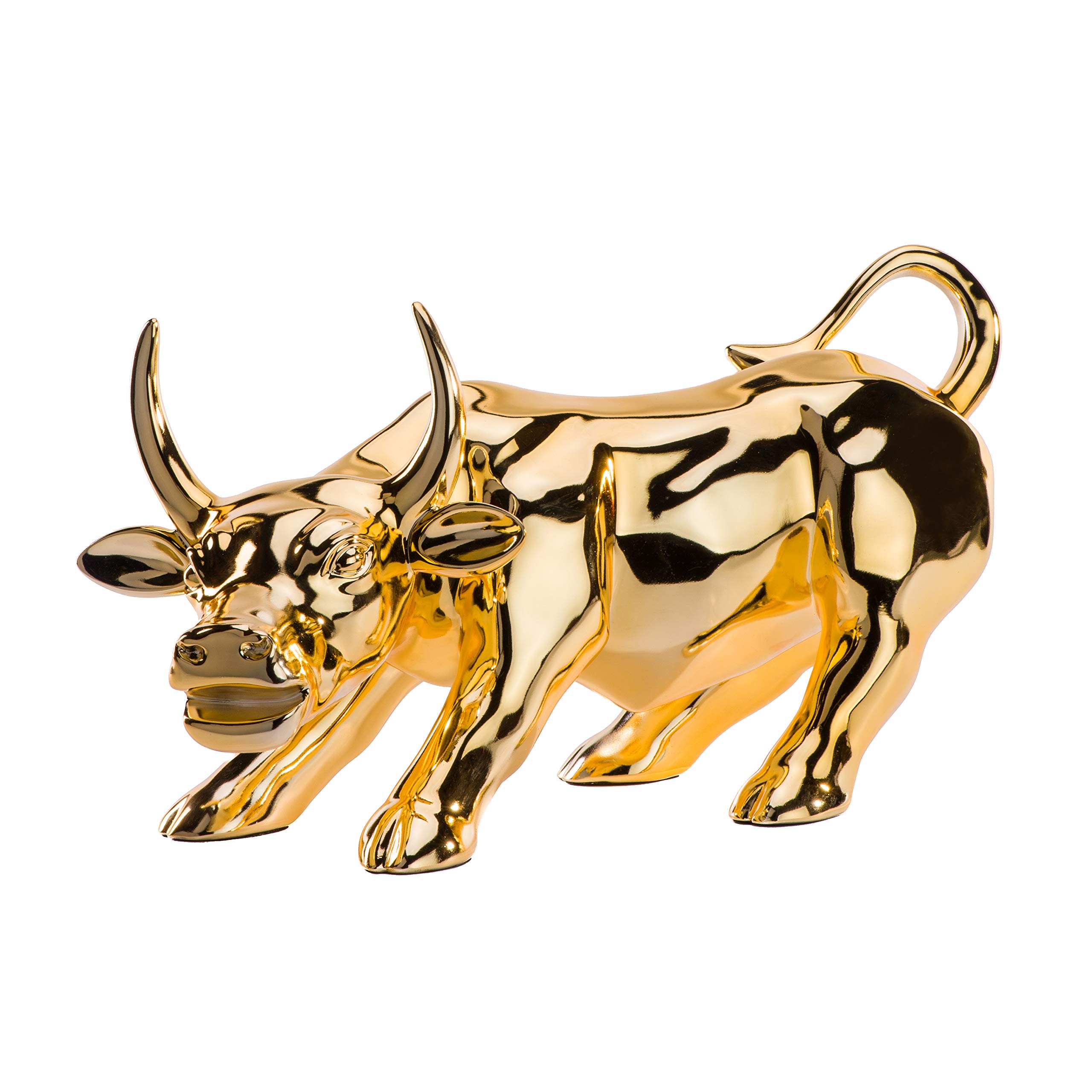 Finesse Modern Bull Resin Statue - Elegant Home & Office Decor, Gold Table Centerpiece for Living Room, Bookshelf, or Desk Display