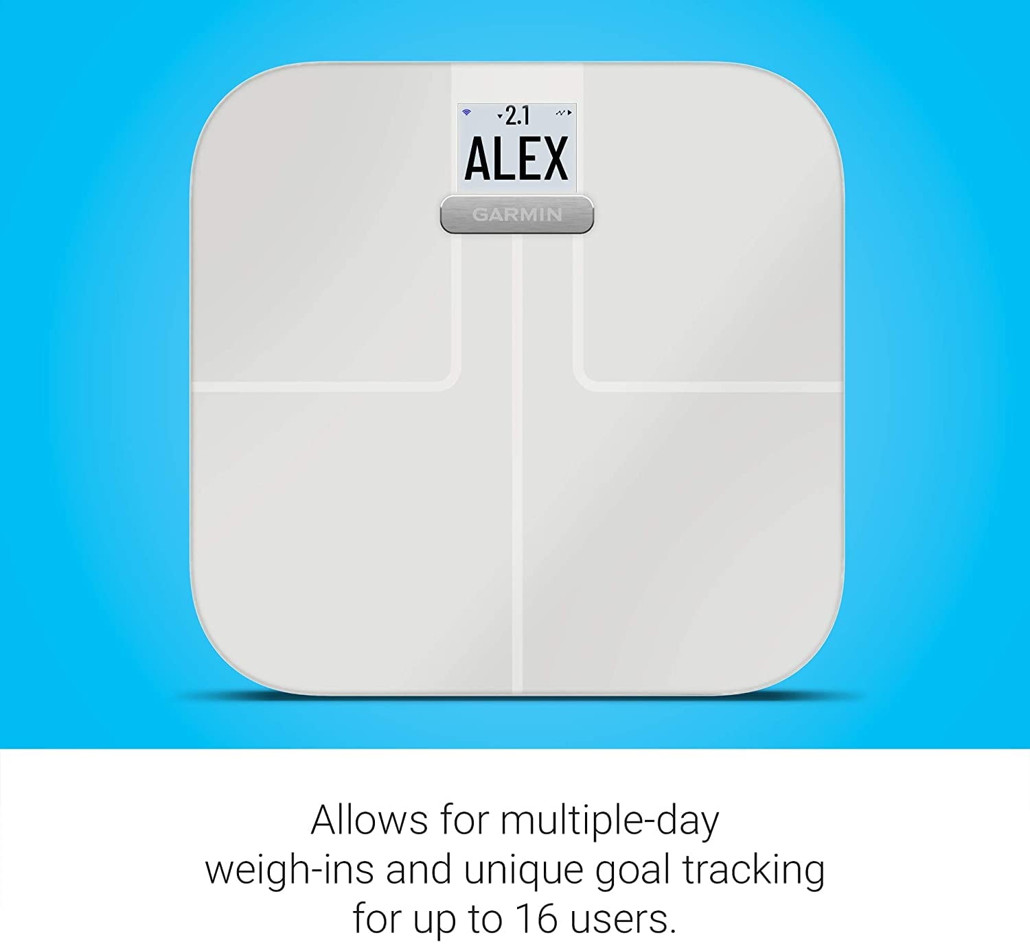 Garmin Index S2 Smart Scale - Wireless Body Composition Analyzer for Weight, Body Fat, Muscle Mass, Bone Density & Water Percentage - White (010-02294-03) - Perfect for Home Gym, Health Tracking & Fitness Enthusiasts