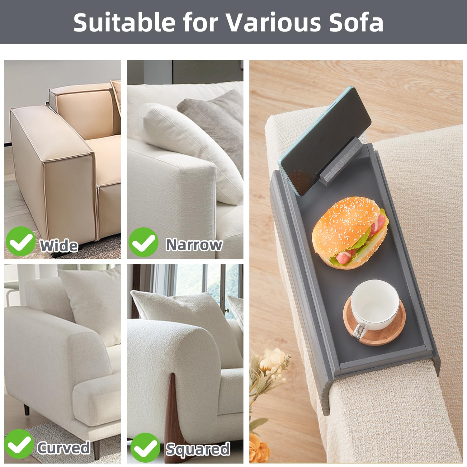 360° Rotating Bamboo Sofa Arm Tray - Foldable Side Table with Cup Holder for Snacks & Drinks - Perfect for Living Room Relaxation