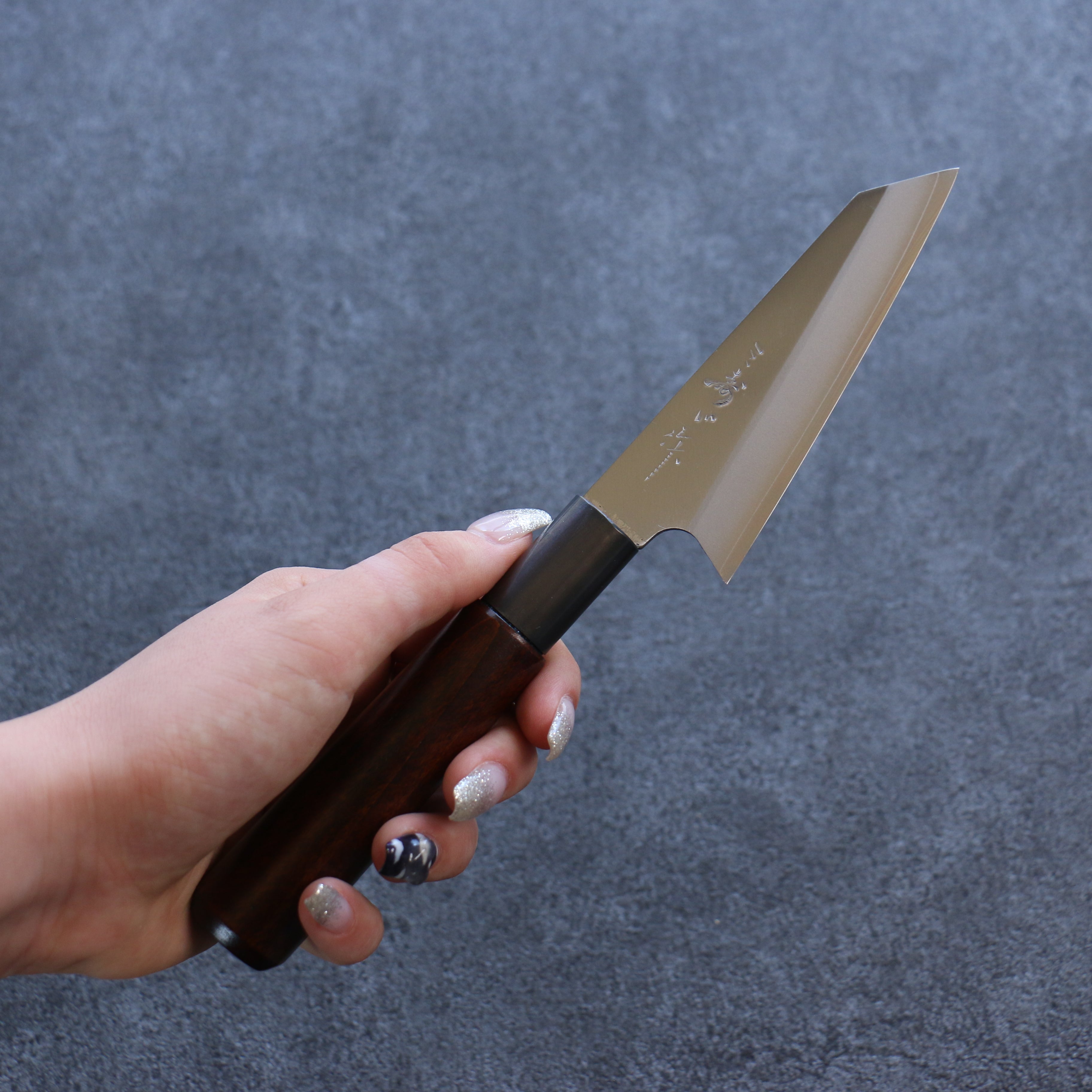 Premium VG10 Kasumitogi Kiritsuke Petty Utility Knife 105mm - Japanese Stainless Steel Blade with Brown Lacquered Handle - Perfect for Slicing, Dicing & Precision Kitchen Tasks