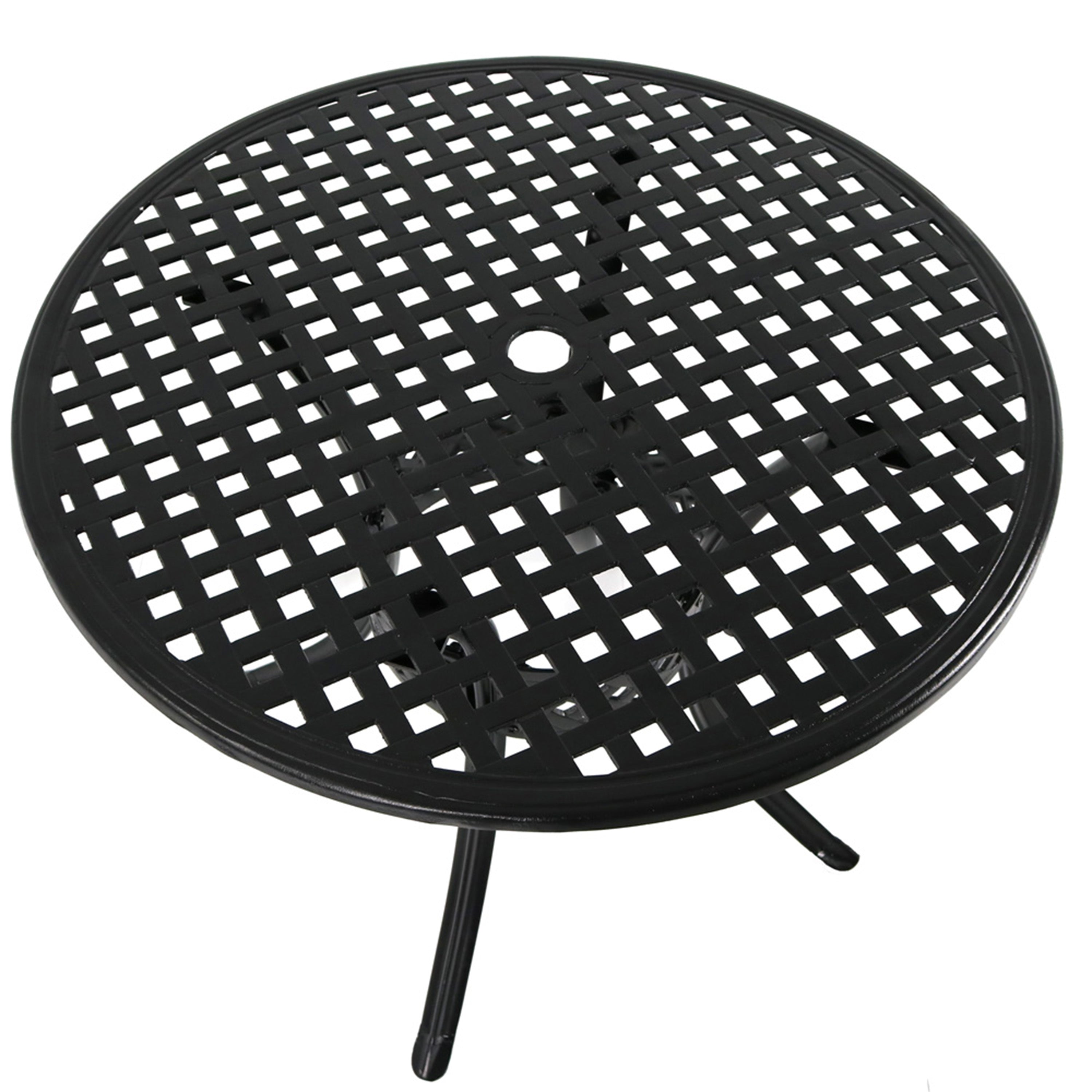 Sunnydaze 33-Inch Black Cast Aluminum Round Outdoor Dining Table - Patio, Garden, Poolside, Backyard Furniture for Dining and Entertaining