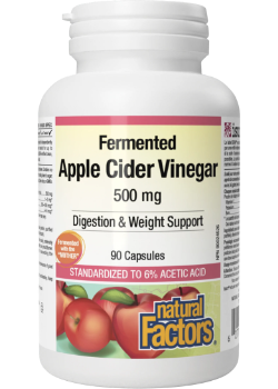 Natural Factors Apple Cider Vinegar 500mg Capsules - 90 Count | Supports Digestion & Weight Management | Perfect for Daily Wellness & Detox Routine