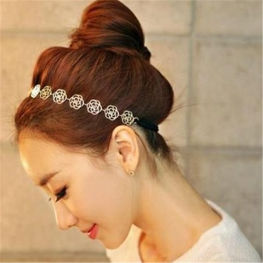 Elegant Elastic Rose Flower Hairband for Women - Stretchable Hair Accessory for Parties, Weddings & Everyday Style