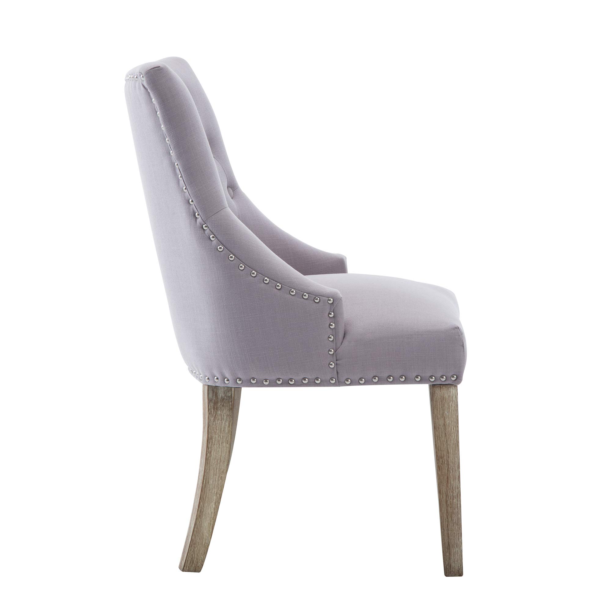 NOBPEINT Gray Fabric Dining Chairs - Set of 2 Upholstered Leisure Padded Ring Chairs with Nailhead Trim for Kitchen, Dining Room, or Breakfast Nook