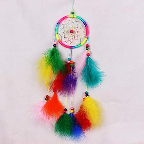Handmade Hanging Dream Catcher with Solar Lights - Colorful Circular Wind Chime for Home Decor | Perfect for Bedroom, Nursery, Garden & Outdoor Spaces