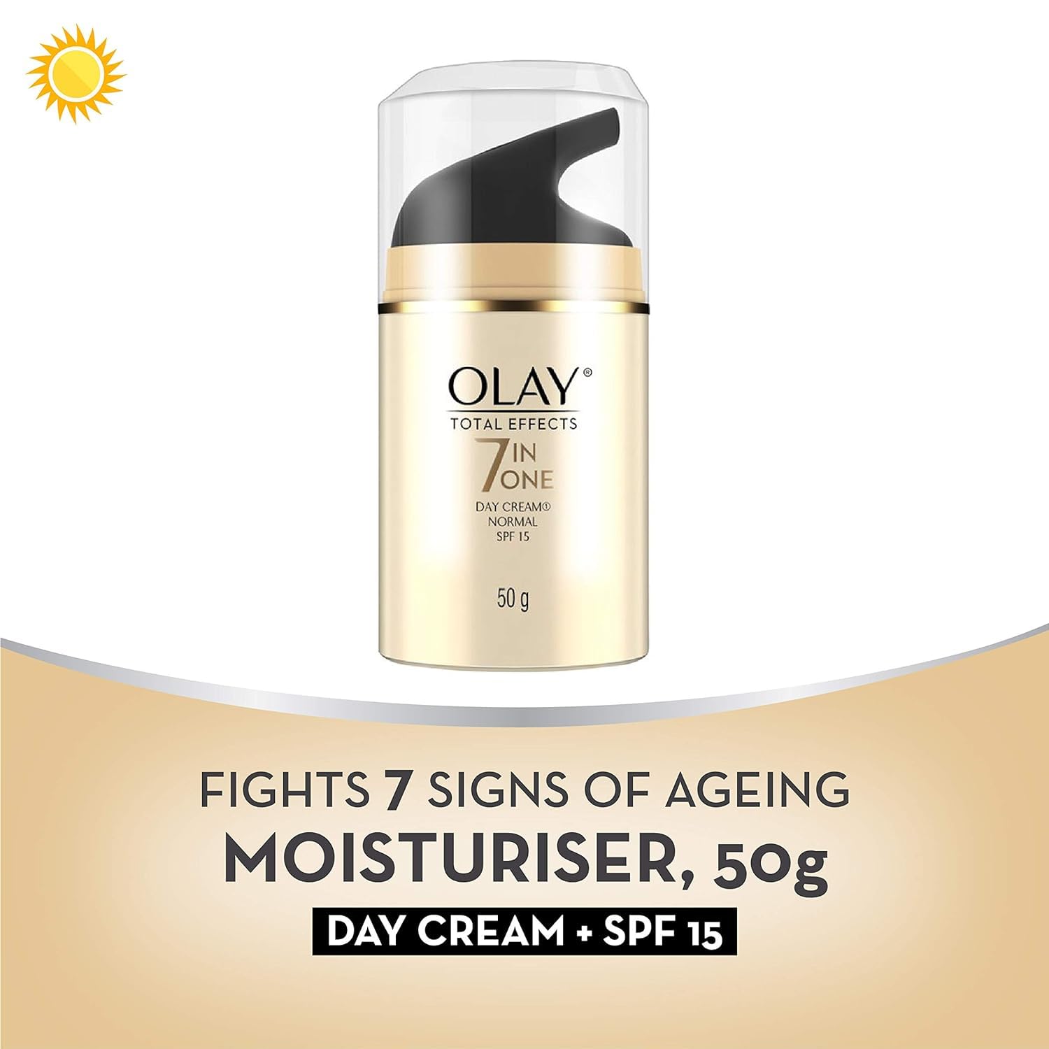 Olay Total Effects Anti-Aging Moisturizing Cream with Niacinamide & Green Tea Extract | Fights Wrinkles, Dark Spots & 5 Other Signs of Aging | SPF 15 Sun Protection for Normal, Oily, Dry & Combination Skin | 50g | Perfect for Daily Skincare Routine & Nighttime Hydration