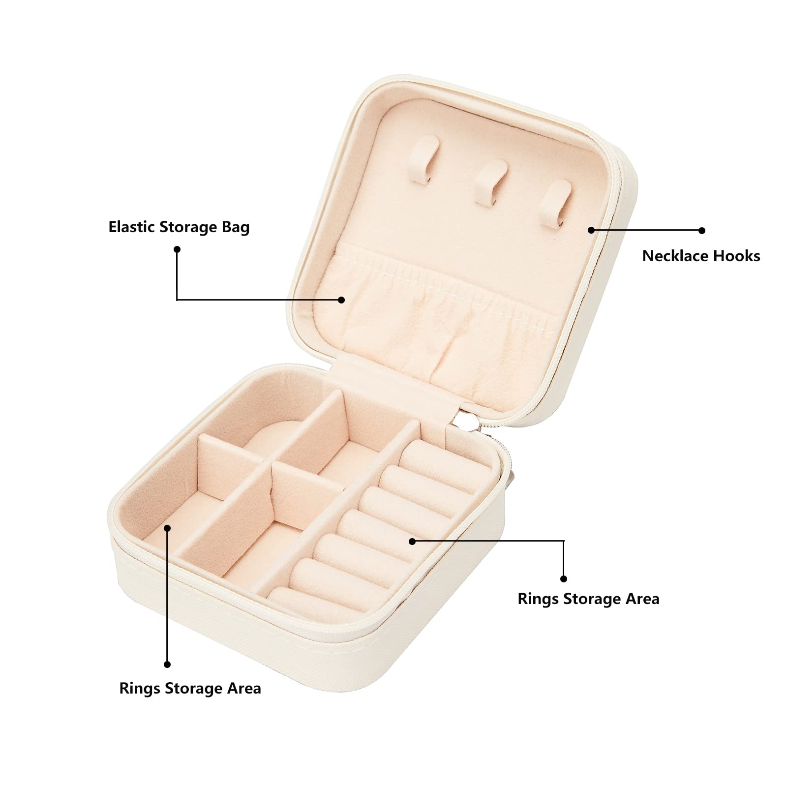 LETURE 3-Piece Travel Jewelry Organizer Set - Portable Mini Jewelry Storage Box for Rings, Earrings & Necklaces - Perfect for Women's Travel, Gifts & Home Organization (White) - Ideal for Vacation, Business Trips & Daily Jewelry Display