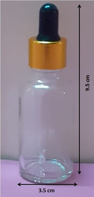 Premium Clear Glass Dropper Bottle with Gold Ring & Black Silicone Cap - Leakproof, Refillable Essential Oil Bottles for Aromatherapy, DIY Perfumes, Skincare & Travel - Perfect for Home, Spa & Gifts (1 Pack)