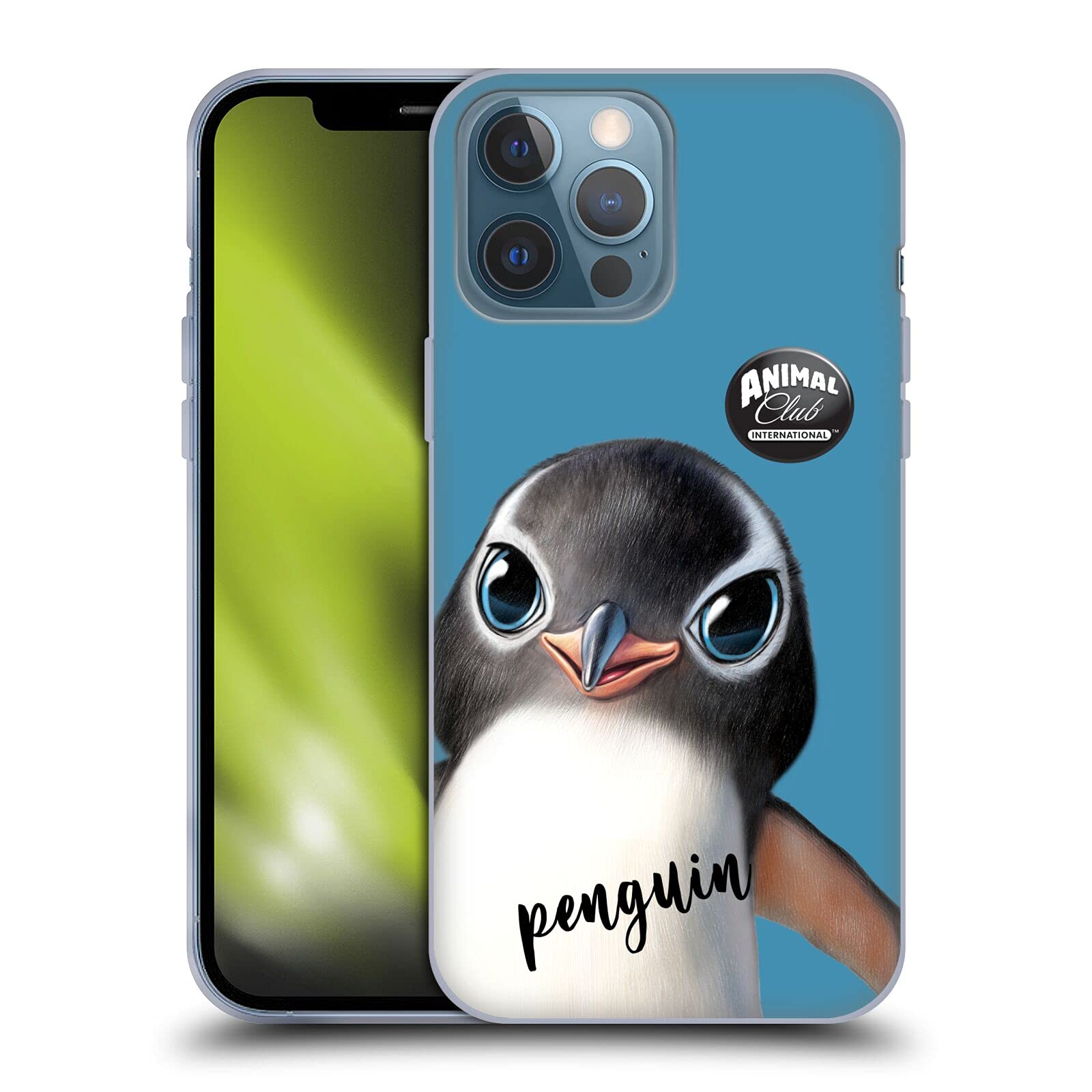 Officially Licensed Animal Club International Penguin Faces Soft Gel Case for Apple iPhone 13 Pro Max - Cute Protective Phone Cover for Daily Use, Work & Travel