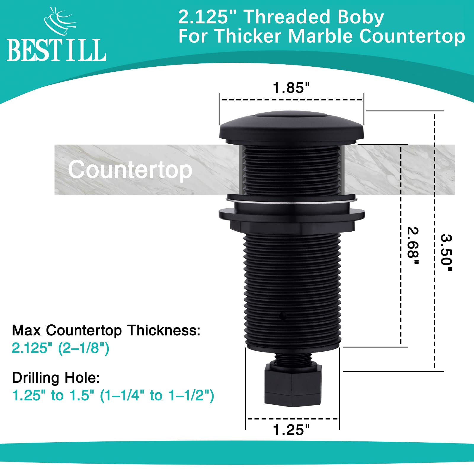 BESTILL Sink Top Air Switch Kit for Garbage Disposal - Matte Black 3.6