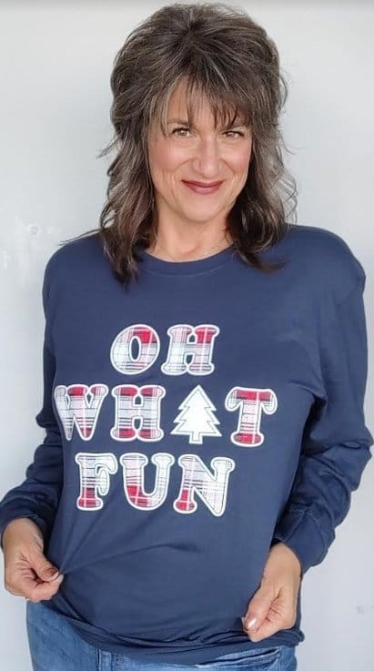 Fun Navy Blue Long Sleeve T-Shirt for Women - Comfortable Casual Wear for Christmas, Holidays & Everyday Outfits