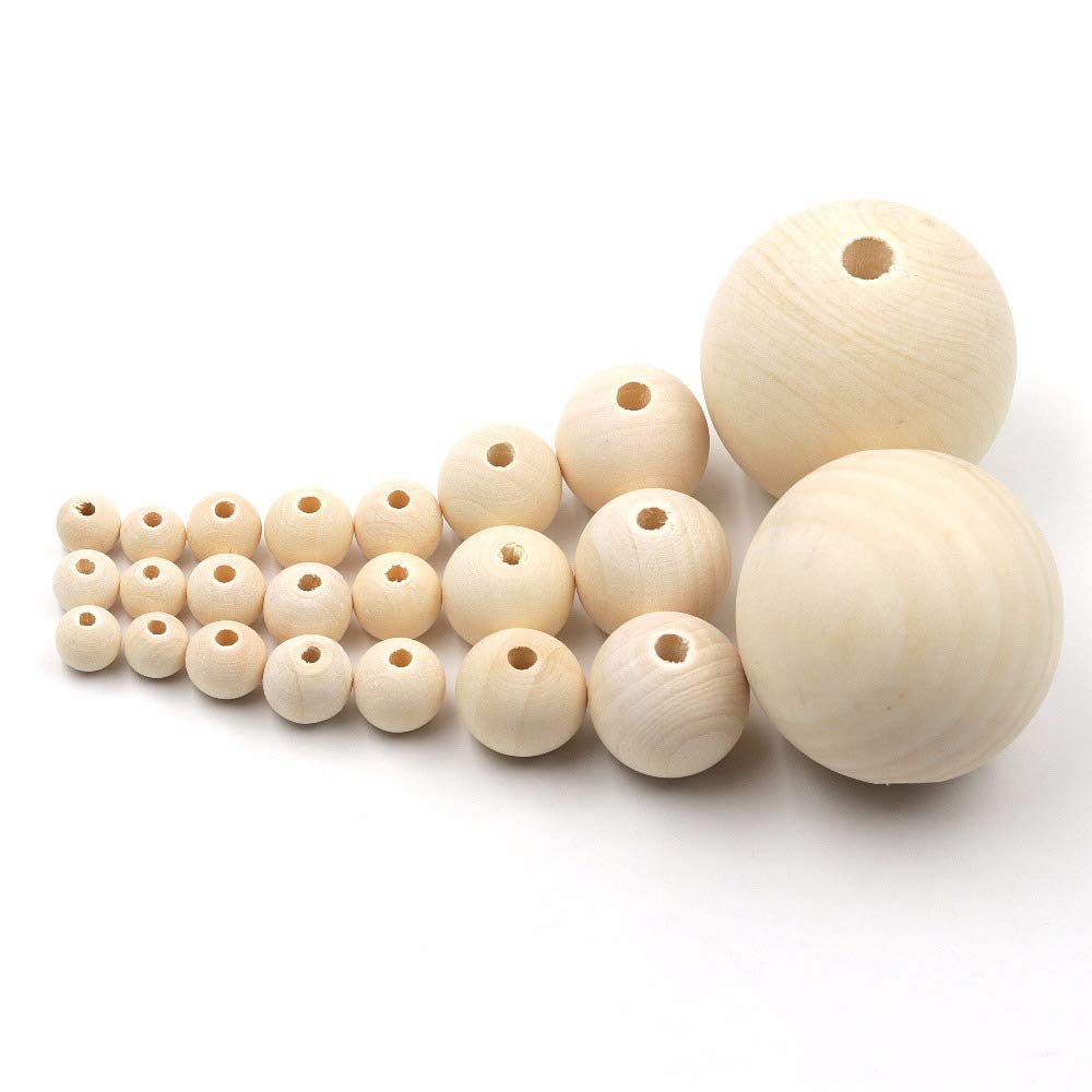 Natural Unfinished Wooden Round Beads - 20pcs 40mm/50mm Wood Spacer Beads for Jewelry Making, DIY Crafts, Bracelets & Necklaces - Perfect for Handmade Boho Style Accessories and Home Decor Projects
