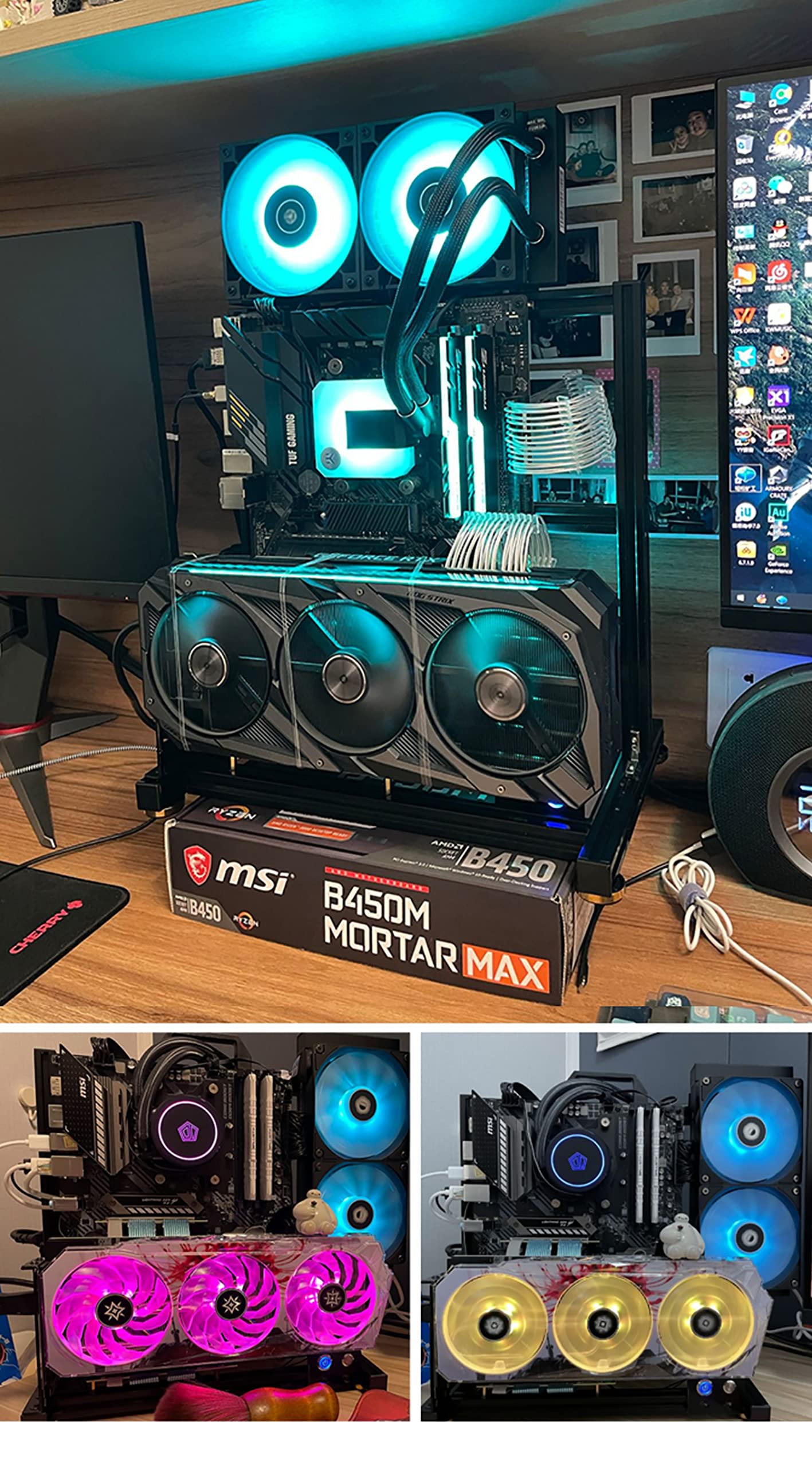 Aluminum Alloy Open Frame ATX Computer Case - EATX Compatible Gaming PC Chassis with Water Cooling Support | Perfect for Custom Builds, Showcase Rigs & Creative PC Setups