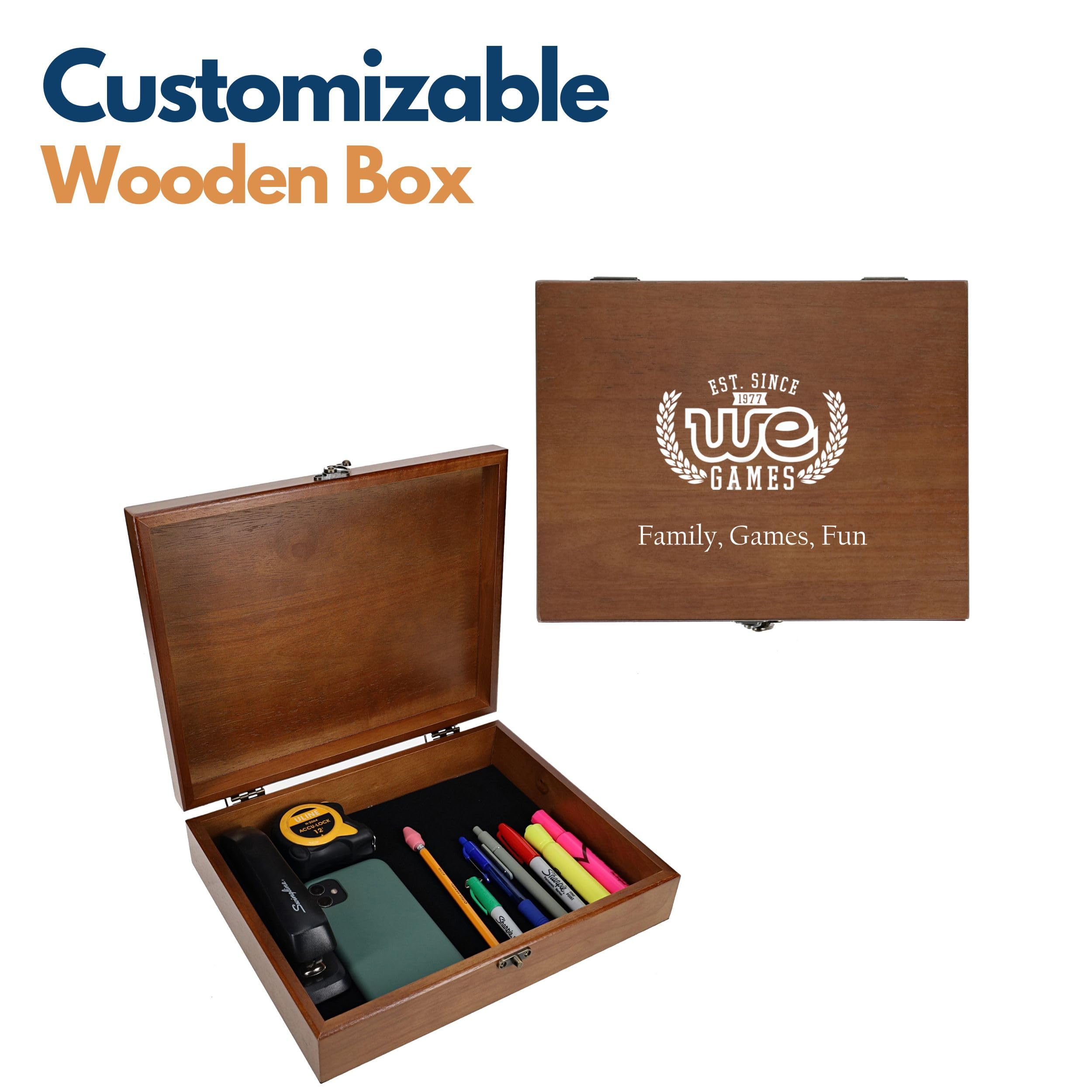 WE Games Wooden Treasure Box with Brass Latch - Walnut Finish for Jewelry Storage