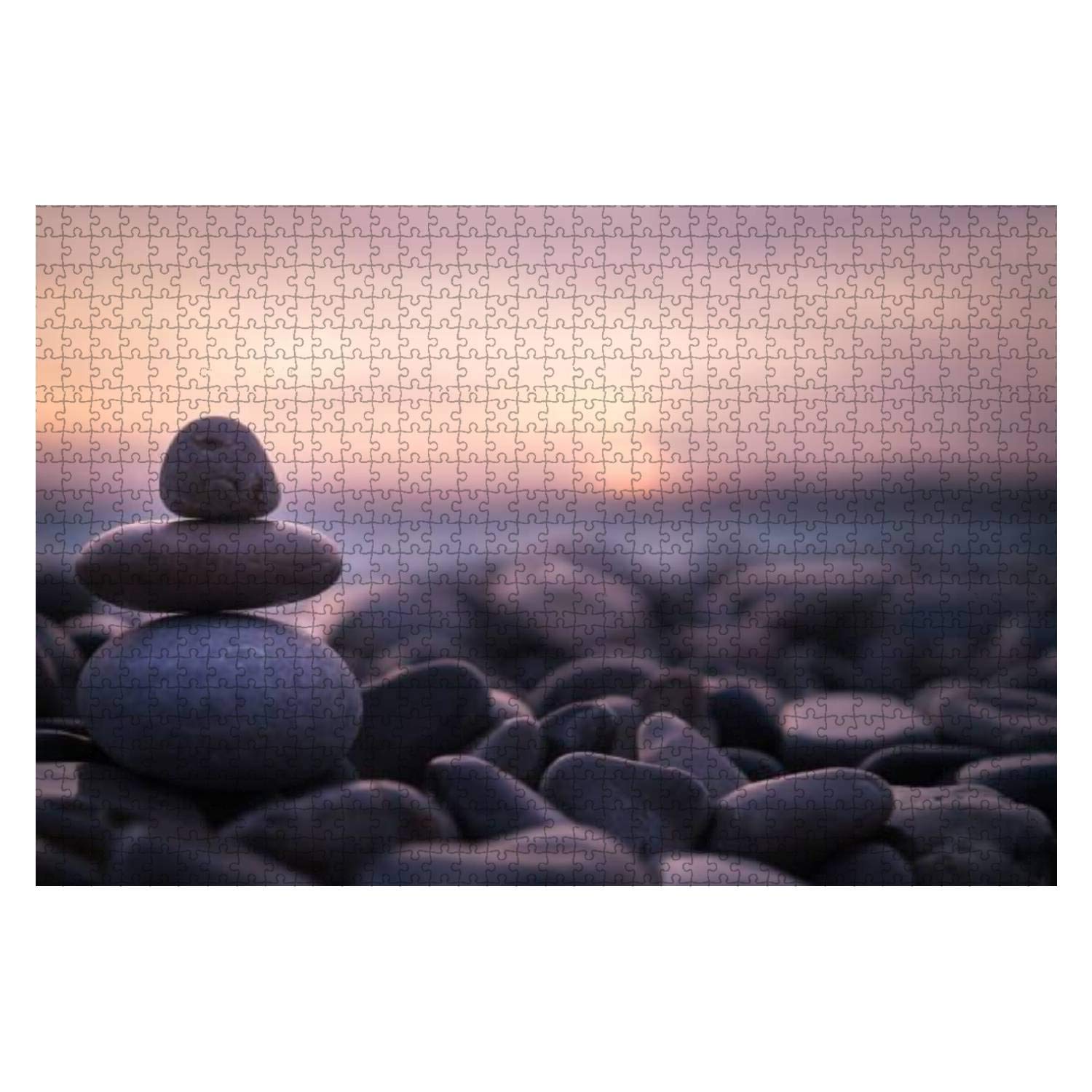 1000-Piece Wooden Jigsaw Puzzle - Sunset with Pebbles on Beach in Nice, France | Educational & Stress-Relief Puzzle for Adults & Kids | Perfect for Family Game Night, Classroom Activities & Relaxation