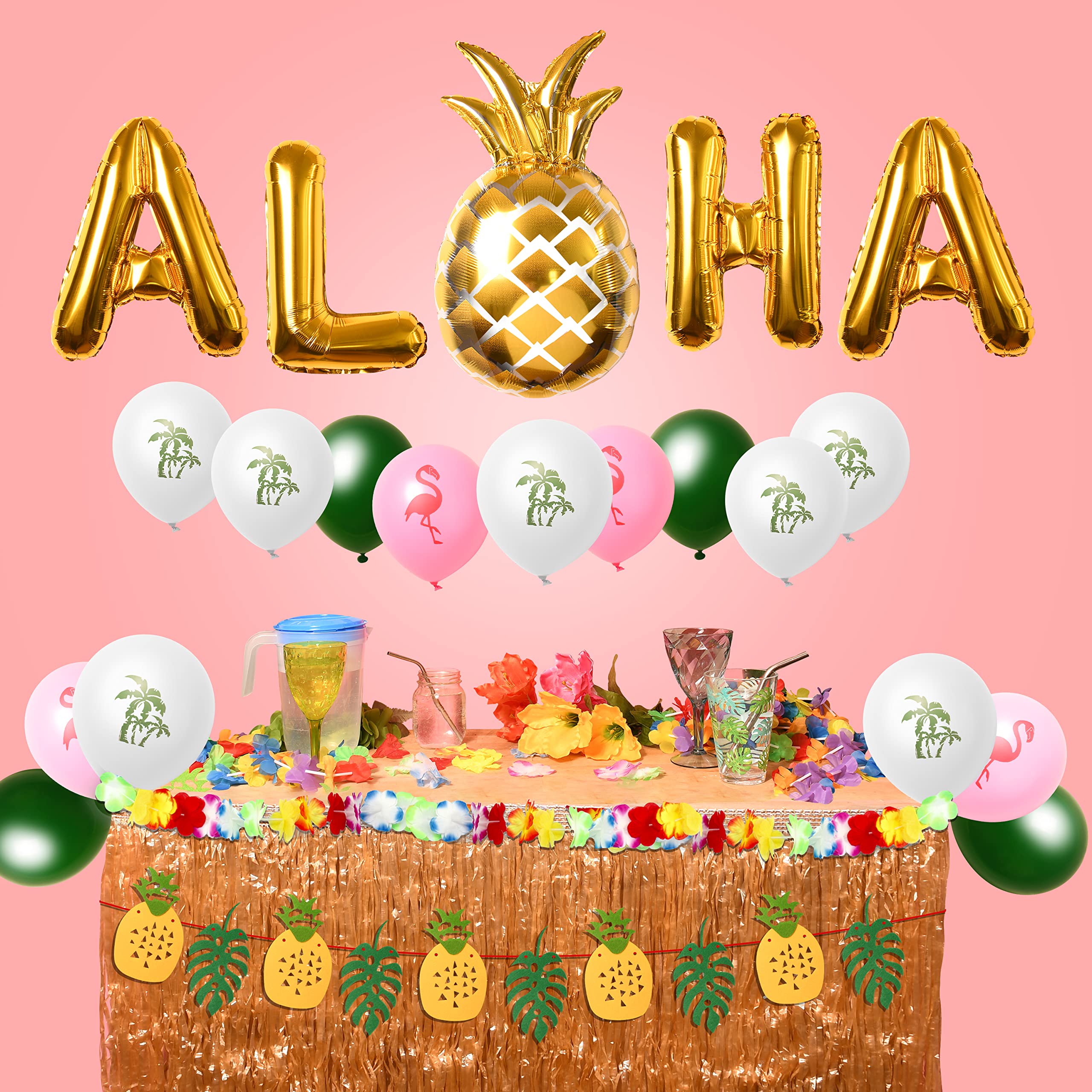 SOLAS Luau Party Decorations Kit - Hawaiian Tropical Birthday Party Supplies with Balloons & Banner - Perfect for Luau Themed Parties, Hawaiian Birthday Celebrations, and Tropical Summer Events - Great for Indoor & Outdoor Decorations
